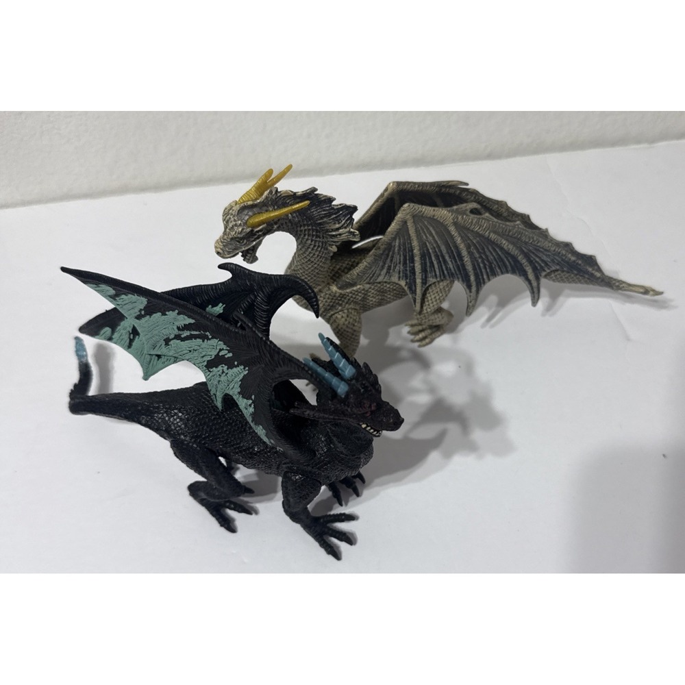 2 Battleing‎ Dragon Figures Medieval Fantasy Toys Posable Moveing Head Legs D&D - Picture 4 of 12